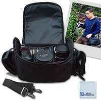 Large Digital Camcorder / Video Padded Carrying Bag / Case, Large For Canon VIXIA XC10, EOS C100 Mark II, HF R62, VIXIA HF R600, HF G10, G20, G30, M40 & More... + eCostConnection Microfiber Cloth