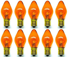 Load image into Gallery viewer, CEC Industries #7C7/TA/120V (Amber) Bulbs, 120 V, 7 W, E12 Base, C-7 shape (Box of 10)
