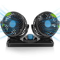 FiveJoy Car Fan 360 Degree Rotatable - 12V DC Electric 2 Speed Dual Head Fans, Quiet Strong Dashboard Cooling Air Circulator Fan for Sedan SUV RV Boat Auto Vehicles Golf or Home Father's Day