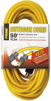 Prime Wire & Cable EC500830 Prime Extra Heavy-Duty, Single Outlet Extension Cord, 12/3 ga, 15 A, 125 V, 50 ft L, Yellow