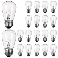 MineTom 20-Pack S14 Replacement Light Bulbs - 11 Watt Warm Incandescent Edison Light Bulbs with E26 Medium Base for Commercial Grade Outdoor Patio String Lights