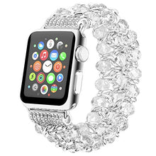 Load image into Gallery viewer, fohuas Compatible for Apple Watch Bracelet 38mm 40mm Series SE 6 5 4 3 2 1, Luxury Crystal Beads pearls iphone Watch Band Fashion Metal Chain Elastic Stretch Wristband Strap for Women Girl, White

