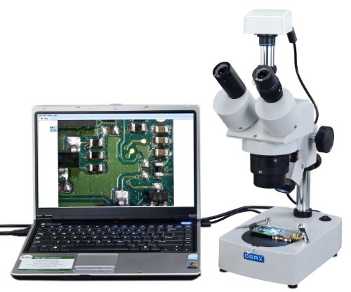 OMAX 10X-20X-30X-60X Digital Trinocular Stereo Microscope with 1.3MP USB Digital Camera and Dual Illumination System