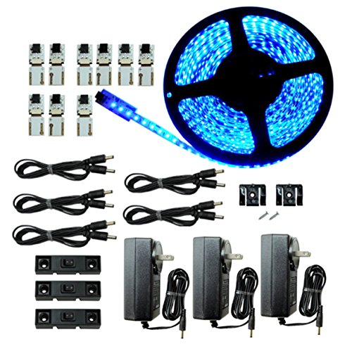 LED Lighting | Cut and Connect Series Kit: Ultra Bright | Blue | 39.5ft/ 12M Kit Under Cabinet lighting | Accent Lighting | Dimmable | Customizable length with adhesive LED Strip