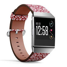 Load image into Gallery viewer, (Baroque Damask Pattern Red and White Ornament) Patterned Leather Wristband Strap for Fitbit Ionic,The Replacement of Fitbit Ionic smartwatch Bands
