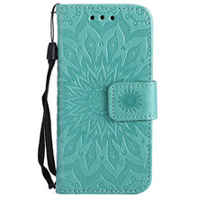 Load image into Gallery viewer, COTDINFORCA iPod Touch 6 Flip Case Emboss Mandala with Card Holder Slot Pockets, Wrist Strap, Magnetic Closure Premium PU Leather Case Cover for Apple iPod Touch 5th/ 6th. Mandala Green
