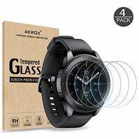 [4 Pack] Tempered Glass Screen Protector for Samsung Galaxy Watch 42mm / Gear S2, Akwox [0.33mm 2.5D High Definition 9H] Premium Clear Screen Protector for Samsung Galaxy Watch Smartwatch 42mm/Gear S2