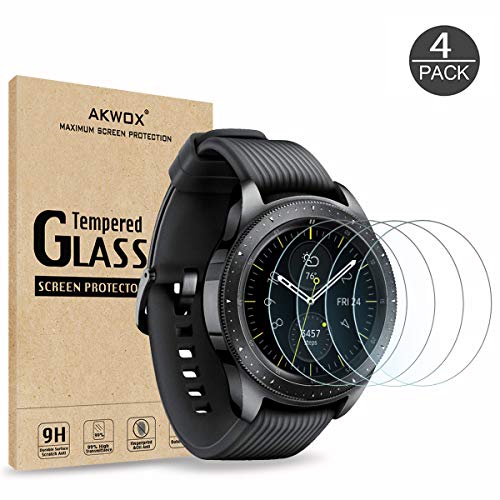 [4 Pack] Tempered Glass Screen Protector for Samsung Galaxy Watch 42mm / Gear S2, Akwox [0.33mm 2.5D High Definition 9H] Premium Clear Screen Protector for Samsung Galaxy Watch Smartwatch 42mm/Gear S2
