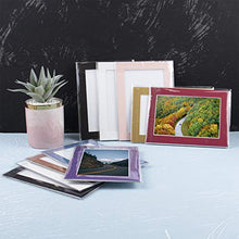 Load image into Gallery viewer, Golden State Art, Acid-Free Pre-Cut 8x10 White Picture Mat Sets. Includes Pack of 25 White Core Bevel Cut Mats for 5x7 Photos, 25 Backing Boards and 25 Crystal Clear Plastic Bags
