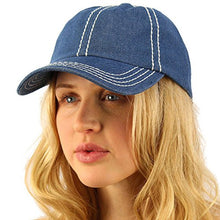 Load image into Gallery viewer, CC Everyday Denim Jeans White Stitching Baseball Blank Plain Sun Cap Hat Blue
