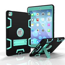 Load image into Gallery viewer, Co-Goldguard Case for iPad 9.7,Heavy Duty 3 in 1 Built-in Kickstand Cover [No Screen Protector] Shockproof Drop-Proof Scratch-Resistant Shell for iPad 9.7 inch-Black/Mint Green

