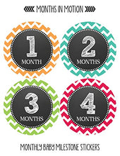 Load image into Gallery viewer, Months In Motion Monthly Baby Milestone Stickers for Girl - Onesie Month Sticker - First Year - Shower Gift - Newborn Keepsakes- Chevron (Style 068)
