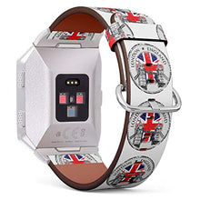 Load image into Gallery viewer, (London Tower Bridge Grunge Stamp with Flag of Union Jack) Patterned Leather Wristband Strap for Fitbit Ionic,The Replacement of Fitbit Ionic smartwatch Bands
