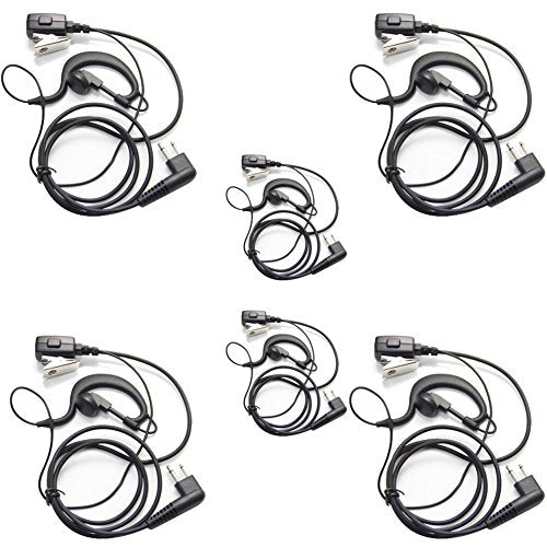 Tenq 2-pin G Shape Earpiece Headset for Motorola Radio Cls1110 Cls1410 Cls1413 Cls1450 Cls1450c Etc(6 Pack)