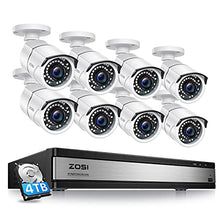 Load image into Gallery viewer, ZOSI H.265+ 1080p 16 Channel Security Camera System, Hybrid 4in1 DVR with Hard Drive 4TB and 8 x 1080p CCTV Bullet Camera Outdoor Indoor with 120ft Long Night Vision and 105Wide Angle, Remote Access
