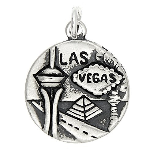 Sterling Silver Oxidized Double Sided Las Vegas Nevada Charm