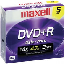 Load image into Gallery viewer, MAXELL DVD+R 4.7GB DVD Recordable Disc (5-Pack)
