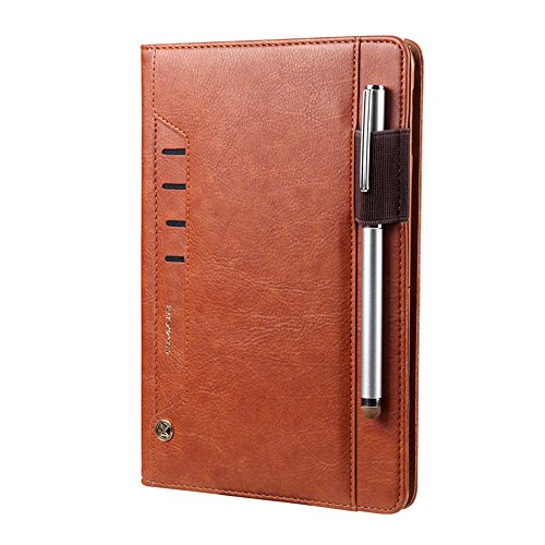Jennyfly 10.5 Inch Tab S4, Luxury PU Leather Smart Cover Case Auto Sleep/Wake Function Build-in Pencil Holder and Card Slots Protective Cover Compatible with Samsung Galaxy Tab S4 10.5 - Brown