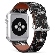 Load image into Gallery viewer, S-Type iWatch Leather Strap Printing Wristbands for Apple Watch 4/3/2/1 Sport Series (38mm) - Cute Skeletons of Cats The Day of The Dead
