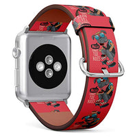 S-Type iWatch Leather Strap Printing Wristbands for Apple Watch 4/3/2/1 Sport Series (42mm) - Skateboarder Dog?