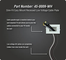Load image into Gallery viewer, DataComm Electronics 45-0009-WH Easy Mount Recessed Low Voltage Slim Fit Cable Plate - White
