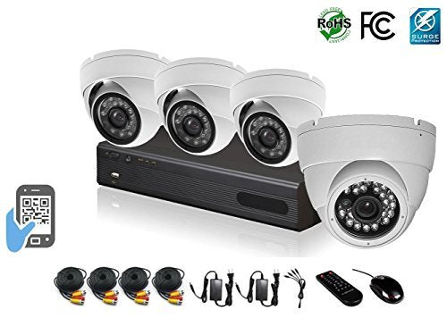 HDView 12 (8 BNC + 4 IP) Channel 2.4MP 1080P HD Megapixel Security Camera Surge-Protection 4-in-1 (TVI/AHD/CVI/960H) DVR Kit, 4 x 2.4MP 1080P Infrared Cameras Package System (No HDD Installed)