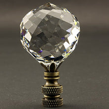 Load image into Gallery viewer, JMB Holiday &amp; Home Crystal Faceted Ball 40MM (1.57&quot;) Lamp Finial with antique brass base finish - 2.5 inch high
