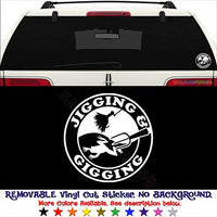 GottaLoveStickerz Jigging Gigging Fishing Frog Removable Vinyl Decal Sticker for Laptop Tablet Helmet Windows Wall Decor Car Truck Motorcycle - Size (05 Inch / 13 cm Tall) - Color (Matte White)