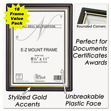 Load image into Gallery viewer, Nudell 11818 EZ Mount Document Frame w/Trim Accent, Plastic, 8-1/2 x 11, Black/Gold, 18/CT
