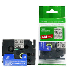 Load image into Gallery viewer, LM Tapes - Premium 3/4&quot; (18mm) Black on Matte Clear Compatible TZe P-touch Tape for Brother PT-1900, PT1900 Label Maker with FREE Tape Guide Included

