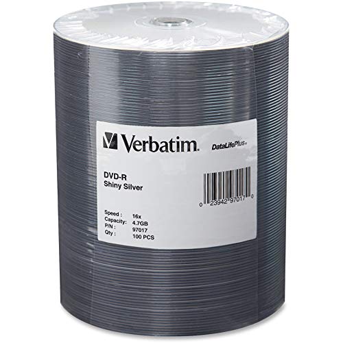 VER97017 - Verbatim 97017 DVD Recordable Media - DVD-R - 16x - 4.70 GB - 100 Pack Wrap