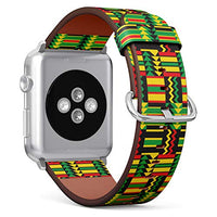 S-Type iWatch Leather Strap Printing Wristbands for Apple Watch 4/3/2/1 Sport Series (38mm) - African Zig Zag Pattern