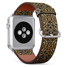 Load image into Gallery viewer, S-Type iWatch Leather Strap Printing Wristbands for Apple Watch 4/3/2/1 Sport Series (38mm) - Vintage Gold Silver Flowers on Baroque Pattern
