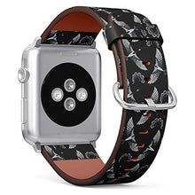 Load image into Gallery viewer, S-Type iWatch Leather Strap Printing Wristbands for Apple Watch 4/3/2/1 Sport Series (42mm) - Embroidery Pattern with Beautiful Asian Crane
