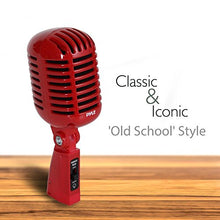 Load image into Gallery viewer, Classic Retro Dynamic Vocal Microphone - Old Vintage Style Unidirectional Cardioid Mic with XLR Cable - Universal Stand Compatible - Live Performance, In Studio Recording - Pyle Pro PDMICR42R (Red)
