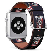 Load image into Gallery viewer, S-Type iWatch Leather Strap Printing Wristbands for Apple Watch 4/3/2/1 Sport Series (38mm) - Patriots and Flag of United States
