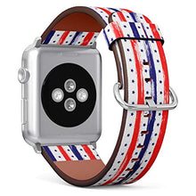 Load image into Gallery viewer, S-Type iWatch Leather Strap Printing Wristbands for Apple Watch 4/3/2/1 Sport Series (38mm) - 4th July Stars and Stripes Retro Pattern in USA Flag Colors
