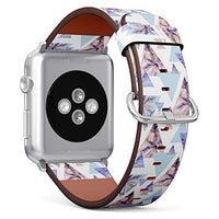 S-Type iWatch Leather Strap Printing Wristbands for Apple Watch 4/3/2/1 Sport Series (38mm) - Abstract Summer Geometric Pattern with Triangle with Palm Tree, Leaf and Marble Grunge Textures