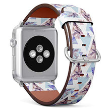 Load image into Gallery viewer, S-Type iWatch Leather Strap Printing Wristbands for Apple Watch 4/3/2/1 Sport Series (42mm) - Abstract Summer Geometric Pattern with Triangle with Palm Tree, Leaf and Marble Grunge Textures
