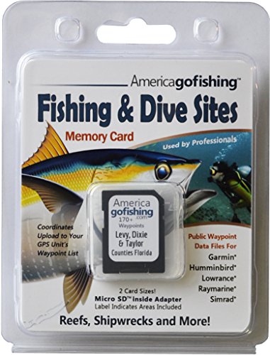 America Go Fishing - Fishing and Dive Sites Memory Card - Levy Dixie Taylor Counties Florida
