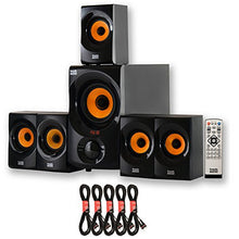 Load image into Gallery viewer, Acoustic Audio AA5170 Home Theater 5.1 Bluetooth Speaker System with FM and 5 Extension Cables, Black
