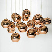 Load image into Gallery viewer, Creative Pendant Lights Hanging Lamp Plating Ball Round Glass Ceiling Lamp Loft Aisle Warehouse Bar Shop Office Living Room Restaurant Decoration (Copper, 25cm)
