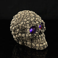 Yooce Halloween Skeleton Skull Statue Figurine Lamp Bar Decor with LED Flashing Eyes