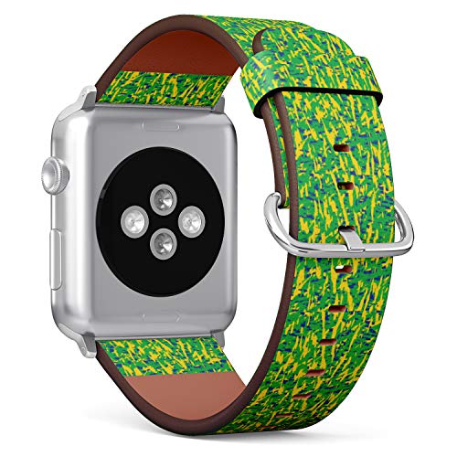 S-Type iWatch Leather Strap Printing Wristbands for Apple Watch 4/3/2/1 Sport Series (42mm) - Vector Background in Brazil Flag Concept