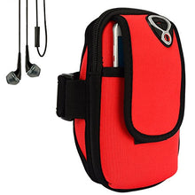 Load image into Gallery viewer, Sweatproof Red Neoprene Fitness Pouch Armband with in-Ear Stereo Earphones Suitable for Nokia Smartphones Up to 6.4inches
