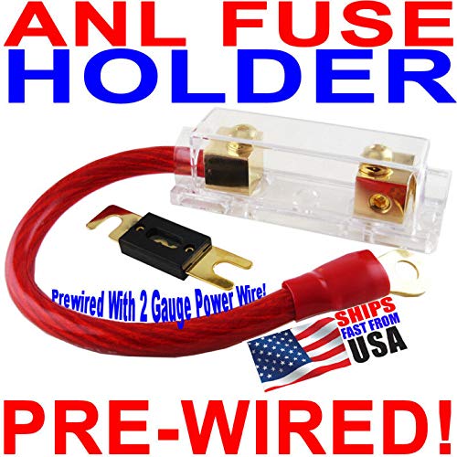 Gold ANL Fuse Holder + 1 Foot 2 Gauge Wire + 200A Fuse!