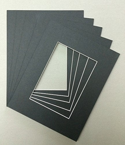 Pack of 5 20x24 Black Picture Mats with White Core Bevel Cut for 16x20 Pictures