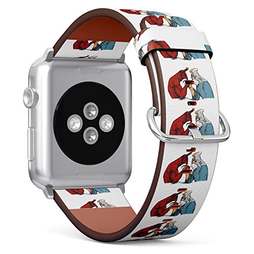 S-Type iWatch Leather Strap Printing Wristbands for Apple Watch 4/3/2/1 Sport Series (38mm) - Comic Religious Illustration The Devil is Struggling with God