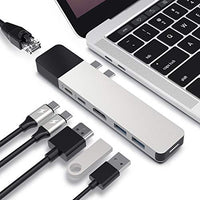 HyperDrive USB C Hub, NET 6-in-2 for MacBook Pro Air, Multi-Port USB-C Dongle, Gigabit Ethernet, 40Gbps 100W, 5Gbps 60W, 4K30Hz HDMI