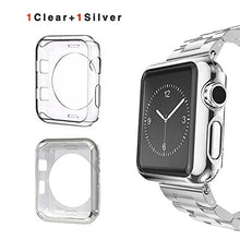 Load image into Gallery viewer, ISENXI Compatible with Apple Watch Case 42mm, Soft TPU Ultra-Slim Lightweight Bumper Scratch Resistant Protective Cover Case Compatible with Apple iWatch Series 3 2 (2Pack (Clear+Silver))
